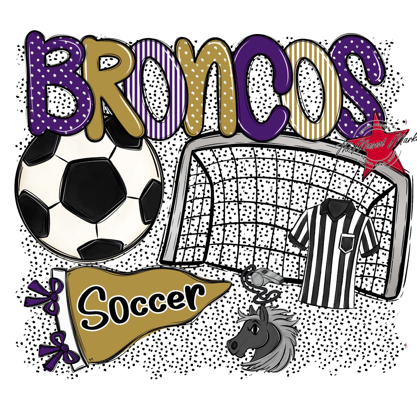 Broncos Soccer Spirit-Purple & Gold