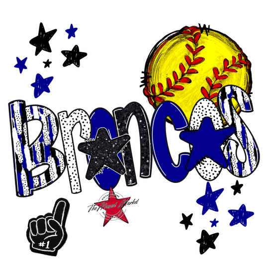 Broncos Softball Scrape-Blue