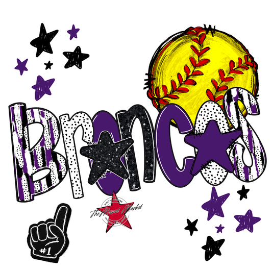 Broncos Softball Scrape-Purple