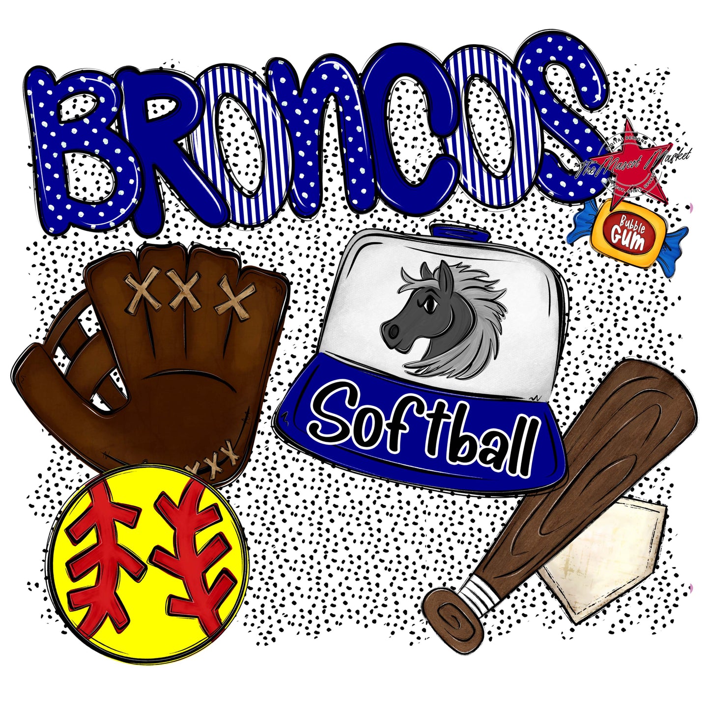 Broncos Softball Spirit-Blue