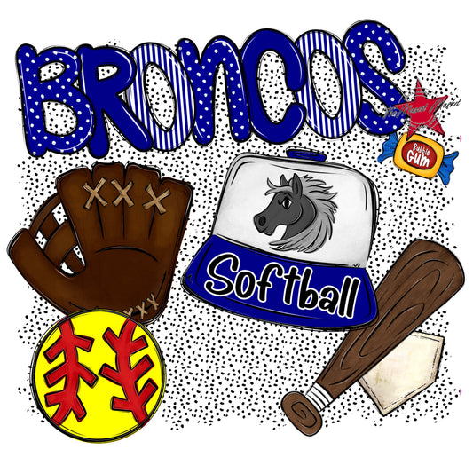 Broncos Softball Spirit-Blue