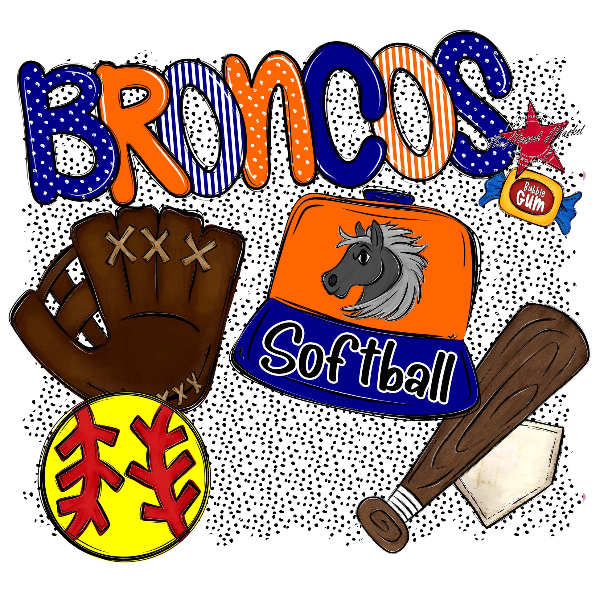 Broncos Softball Spirit-Blue & Orange