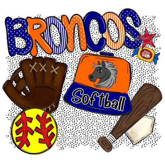 Broncos Softball Spirit-Blue & Orange