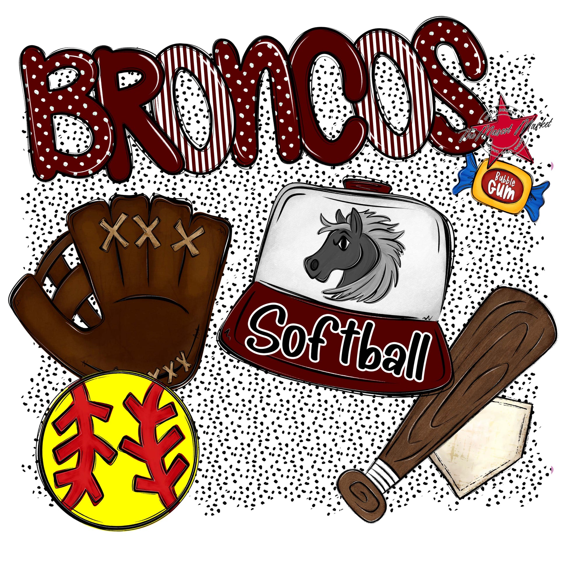 Broncos Softball Spirit-Maroon