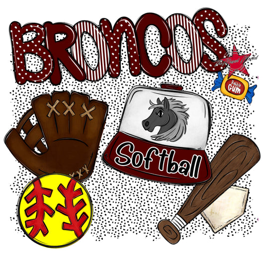 Broncos Softball Spirit-Maroon