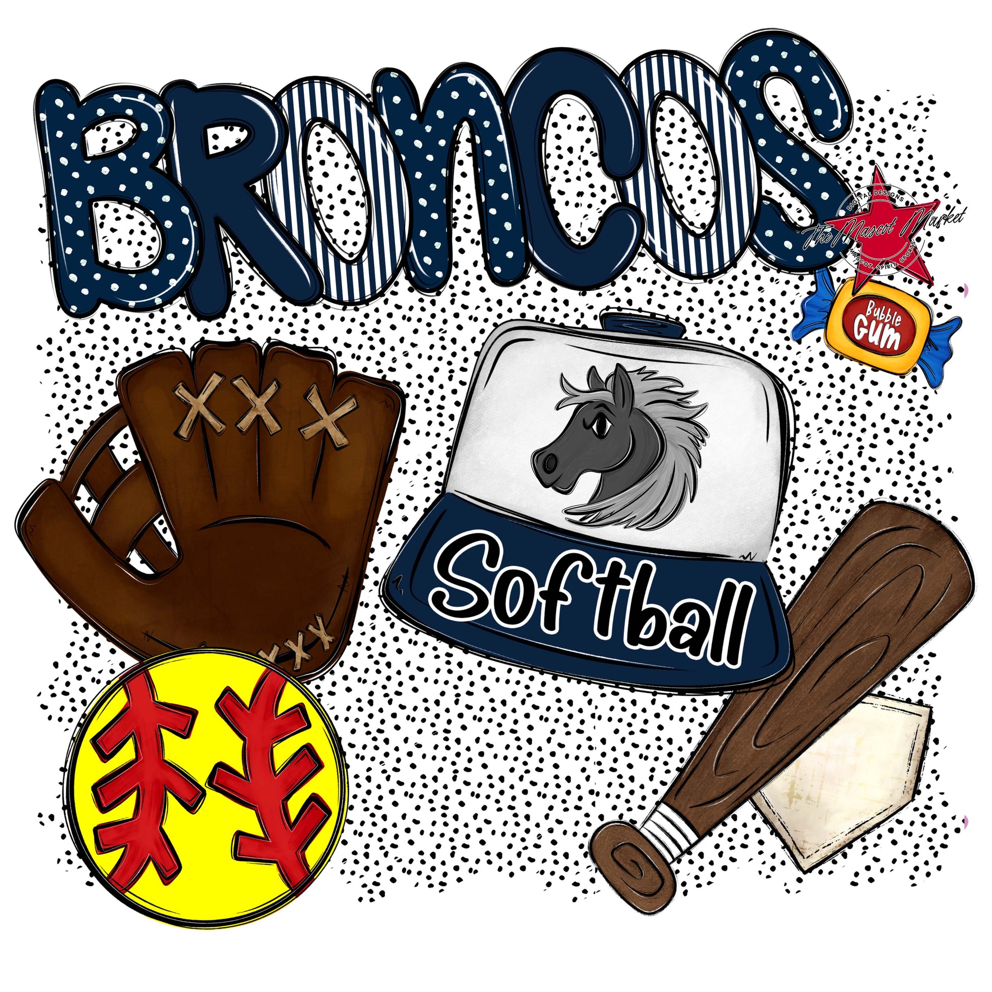 Broncos Softball Spirit-Navy