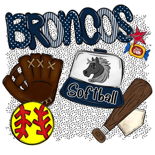 Broncos Softball Spirit-Navy