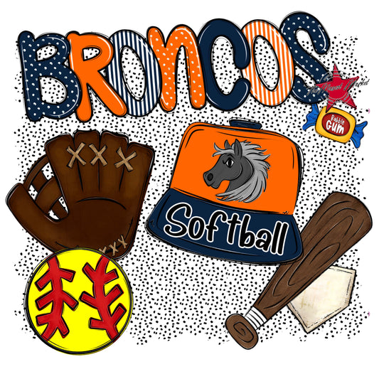 Broncos Softball Spirit-Navy & Orange