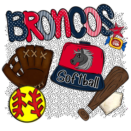 Broncos Softball Spirit-Navy & Red