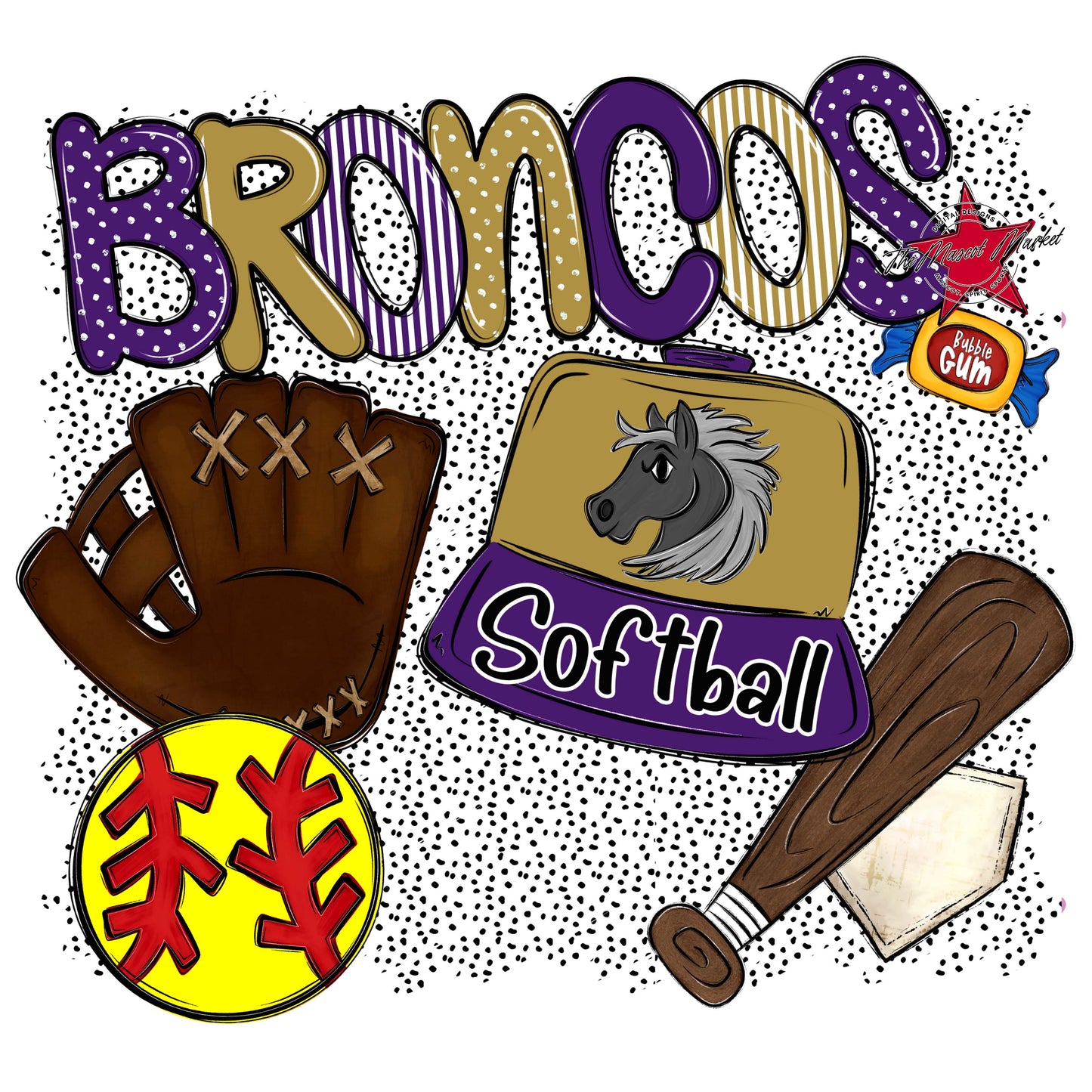 Broncos Softball Spirit-Purple & Gold