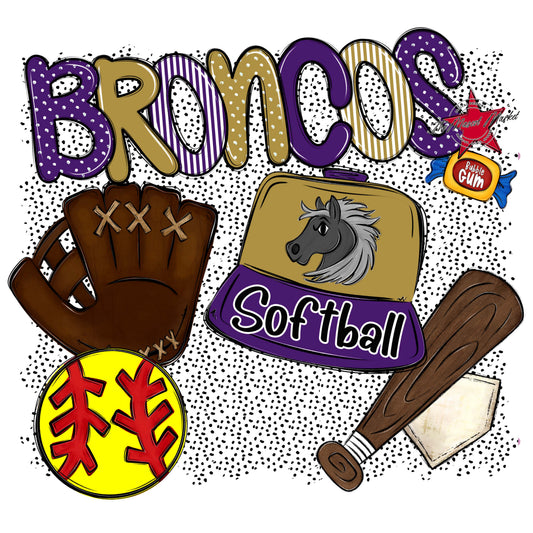 Broncos Softball Spirit-Purple & Gold