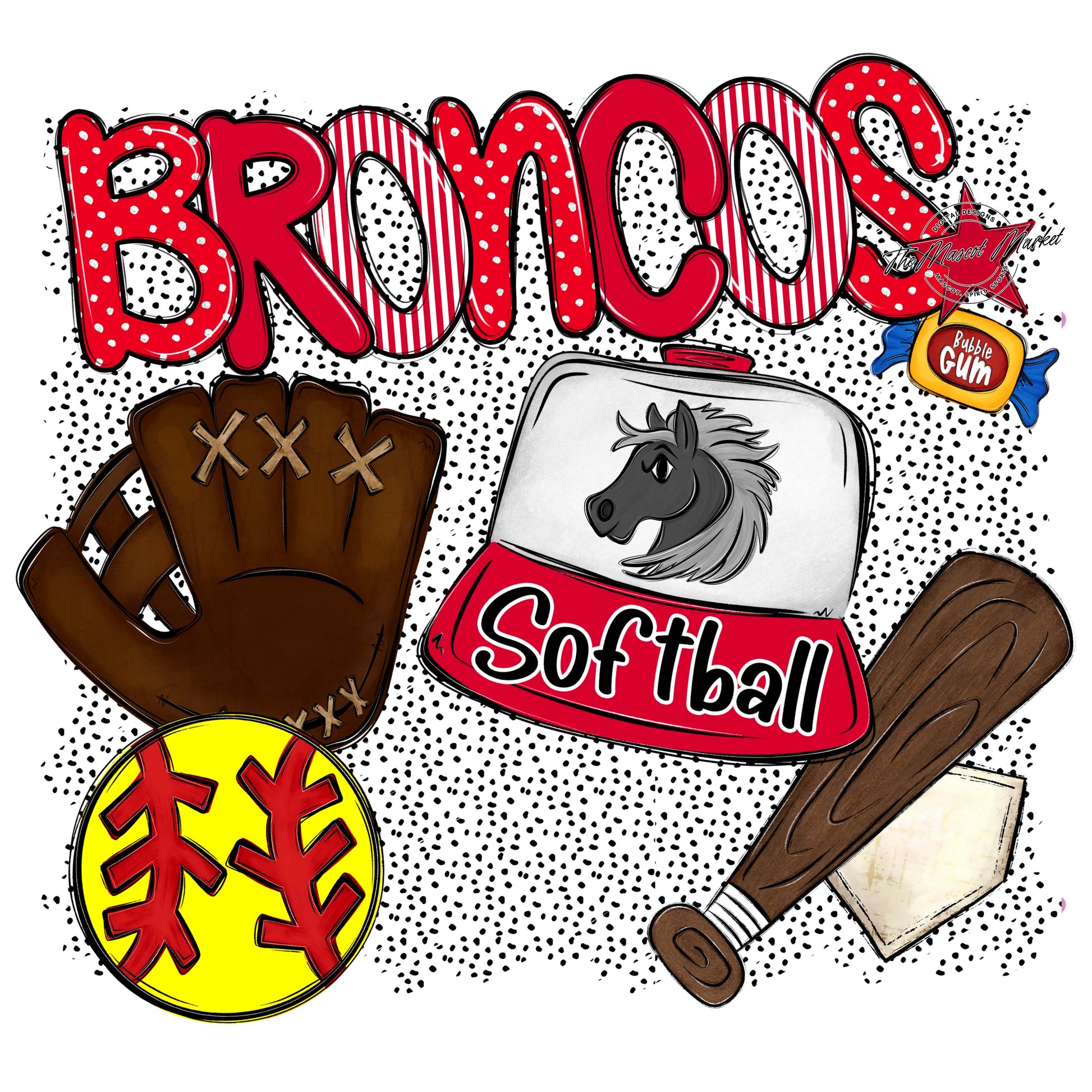 Broncos Softball Spirit-Red