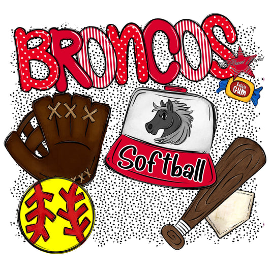 Broncos Softball Spirit-Red