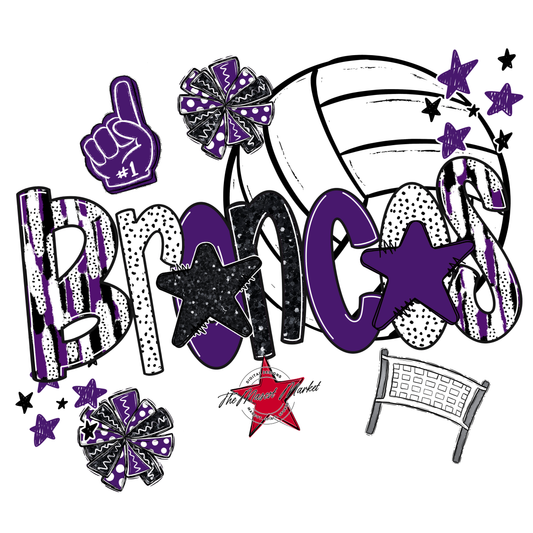 Broncos Volleyball Scrape-Purple