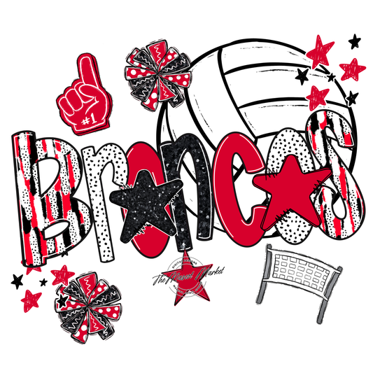 Broncos Volleyball Scrape-Red