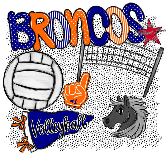 Broncos Volleyball Spirit-Blue & Orange