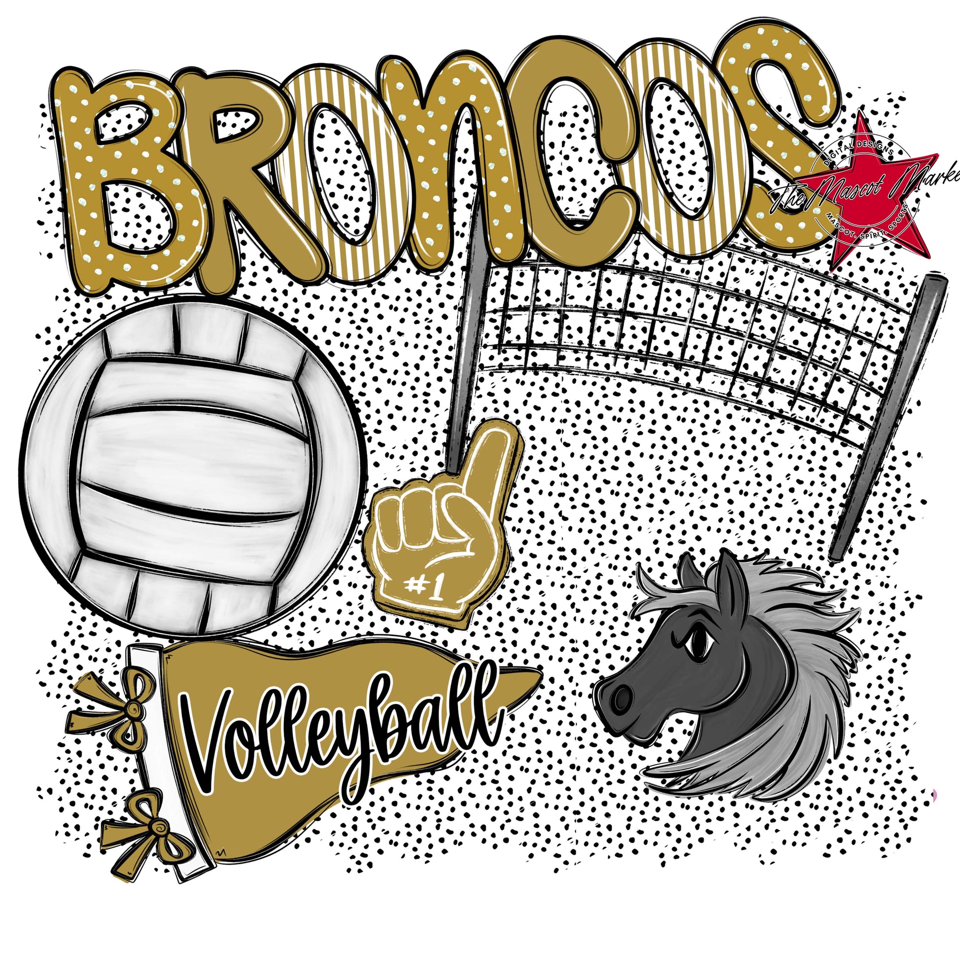 Broncos Volleyball Spirit-Gold