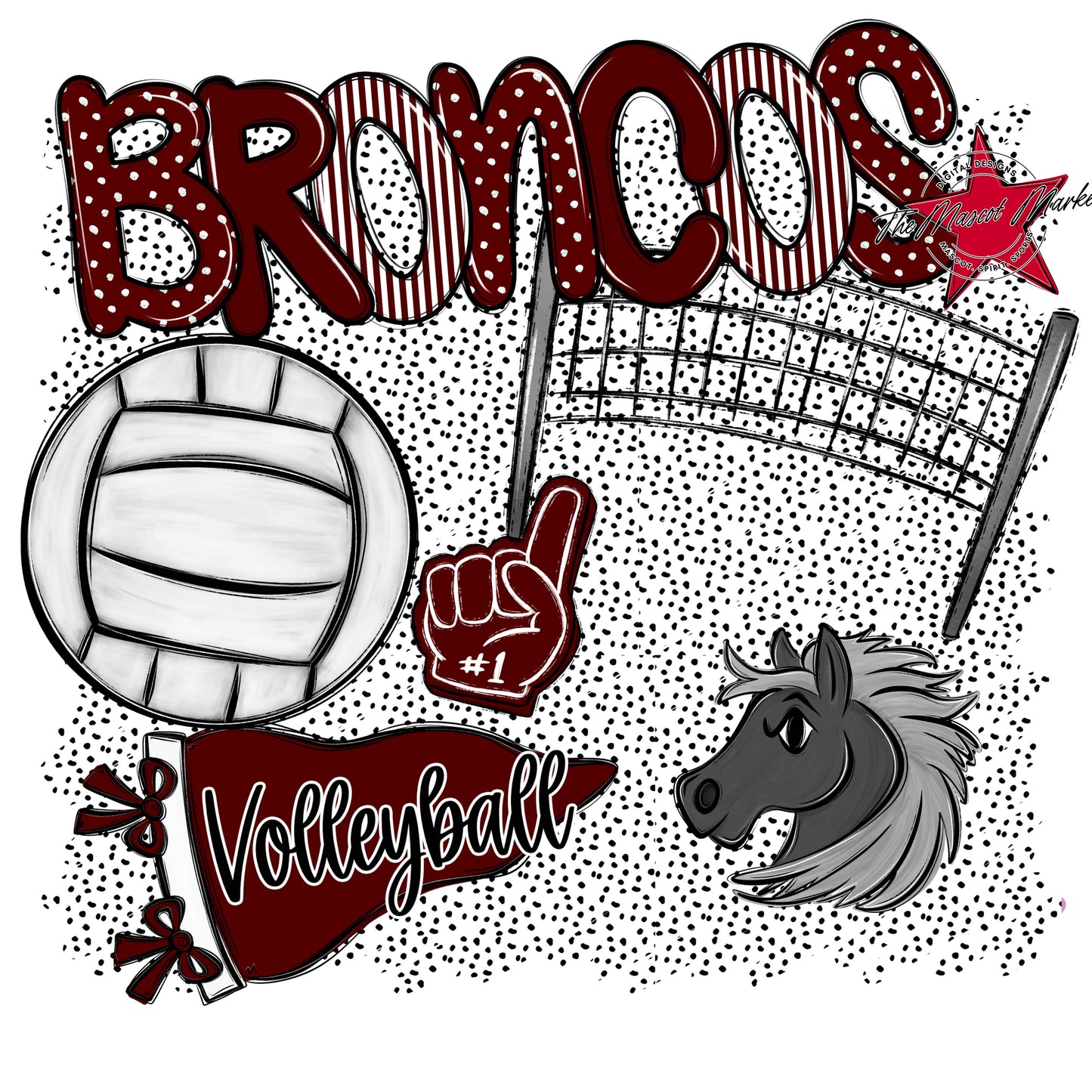 Broncos Volleyball Spirit-Maroon