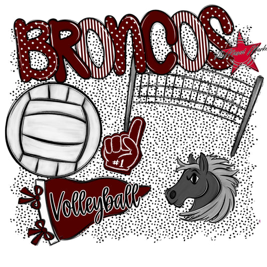 Broncos Volleyball Spirit-Maroon