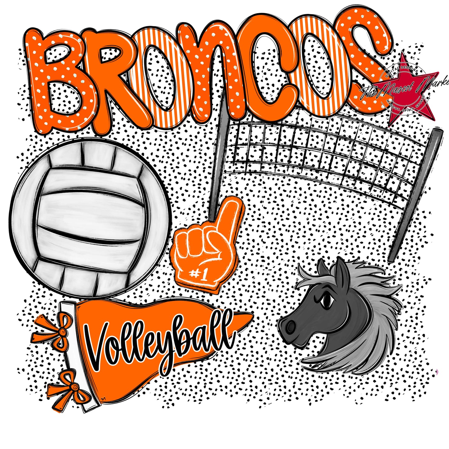 Broncos Volleyball Spirit-Orange