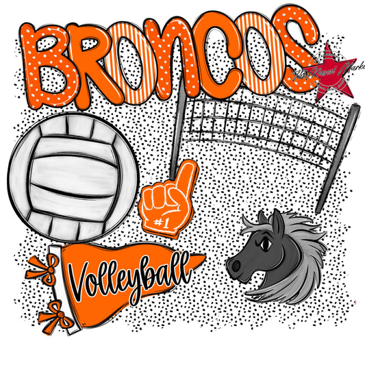 Broncos Volleyball Spirit-Orange