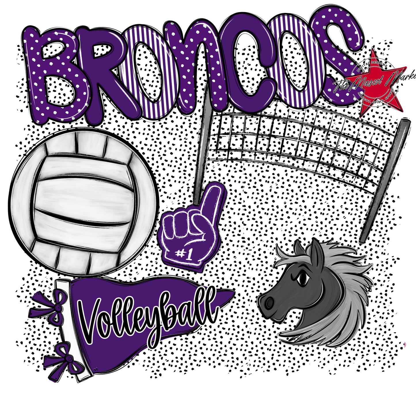 Broncos Volleyball Spirit-Purple