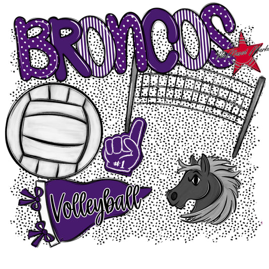 Broncos Volleyball Spirit-Purple