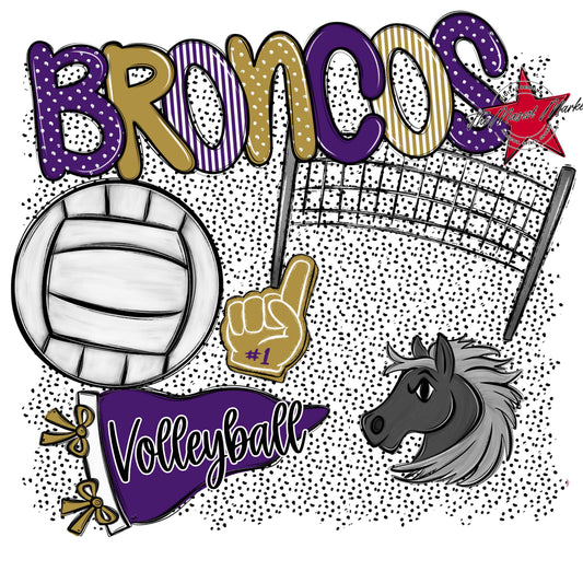 Broncos Volleyball Spirit-Purple & Gold