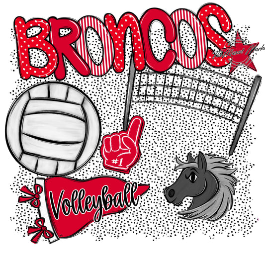 Broncos Volleyball Spirit-Red