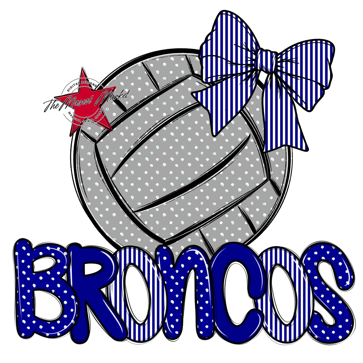 Broncos Volleyball Spirit Design-Blue