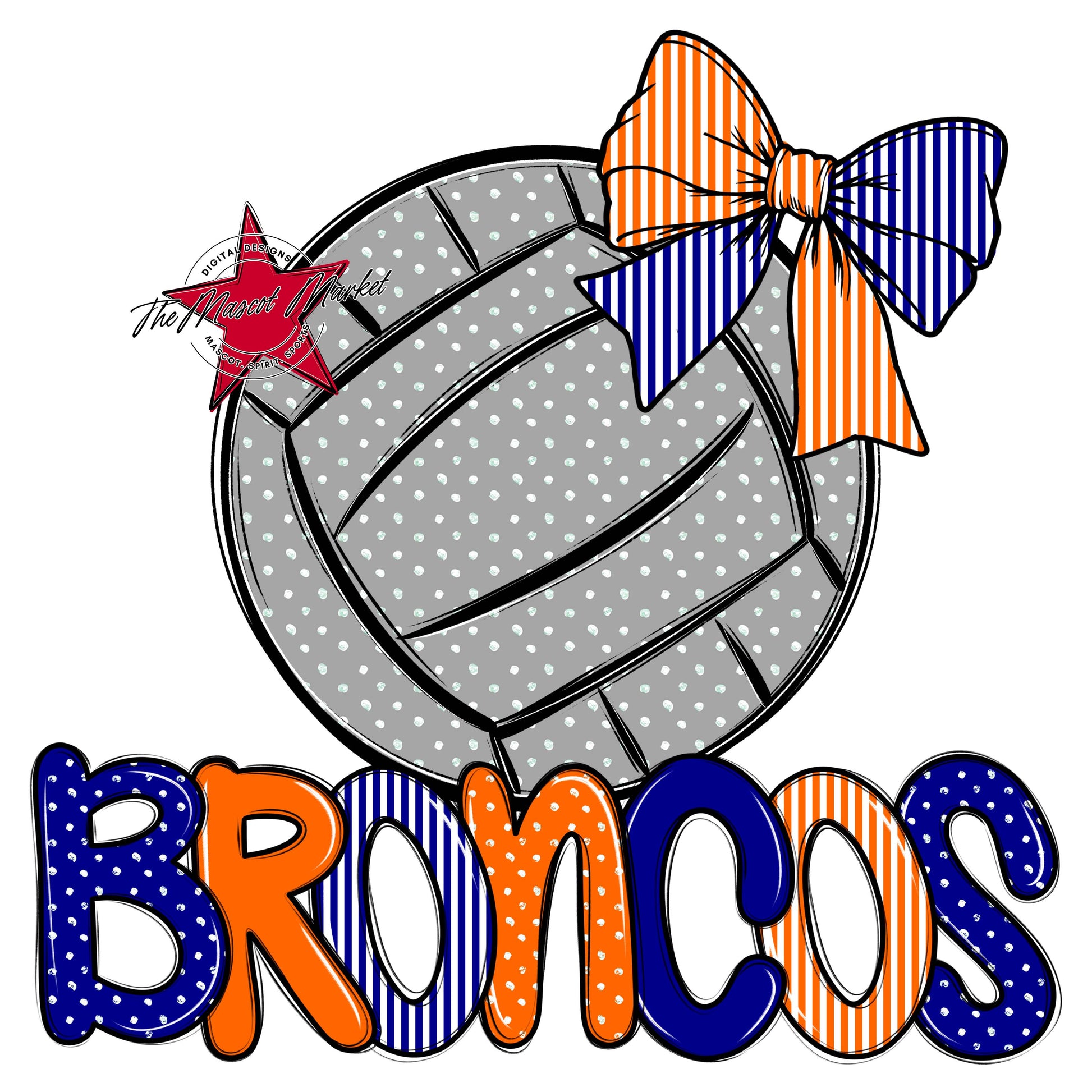Broncos Volleyball Spirit Design-Blue & Orange