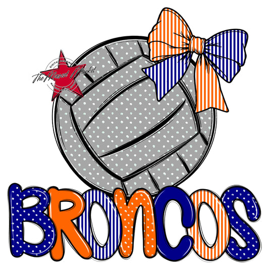 Broncos Volleyball Spirit Design-Blue & Orange