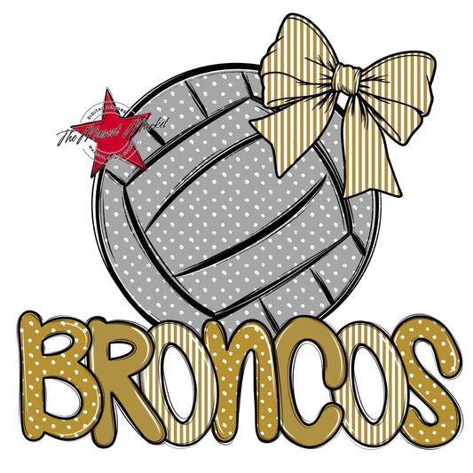 Broncos Volleyball Spirit Design-Gold