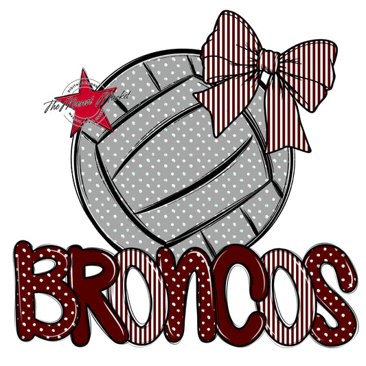 Broncos Volleyball Spirit Design-Maroon
