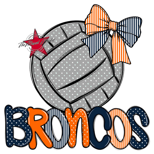 Broncos Volleyball Spirit Design-Navy & Orange