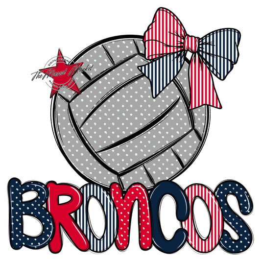 Broncos Volleyball Spirit Design-Navy & Red
