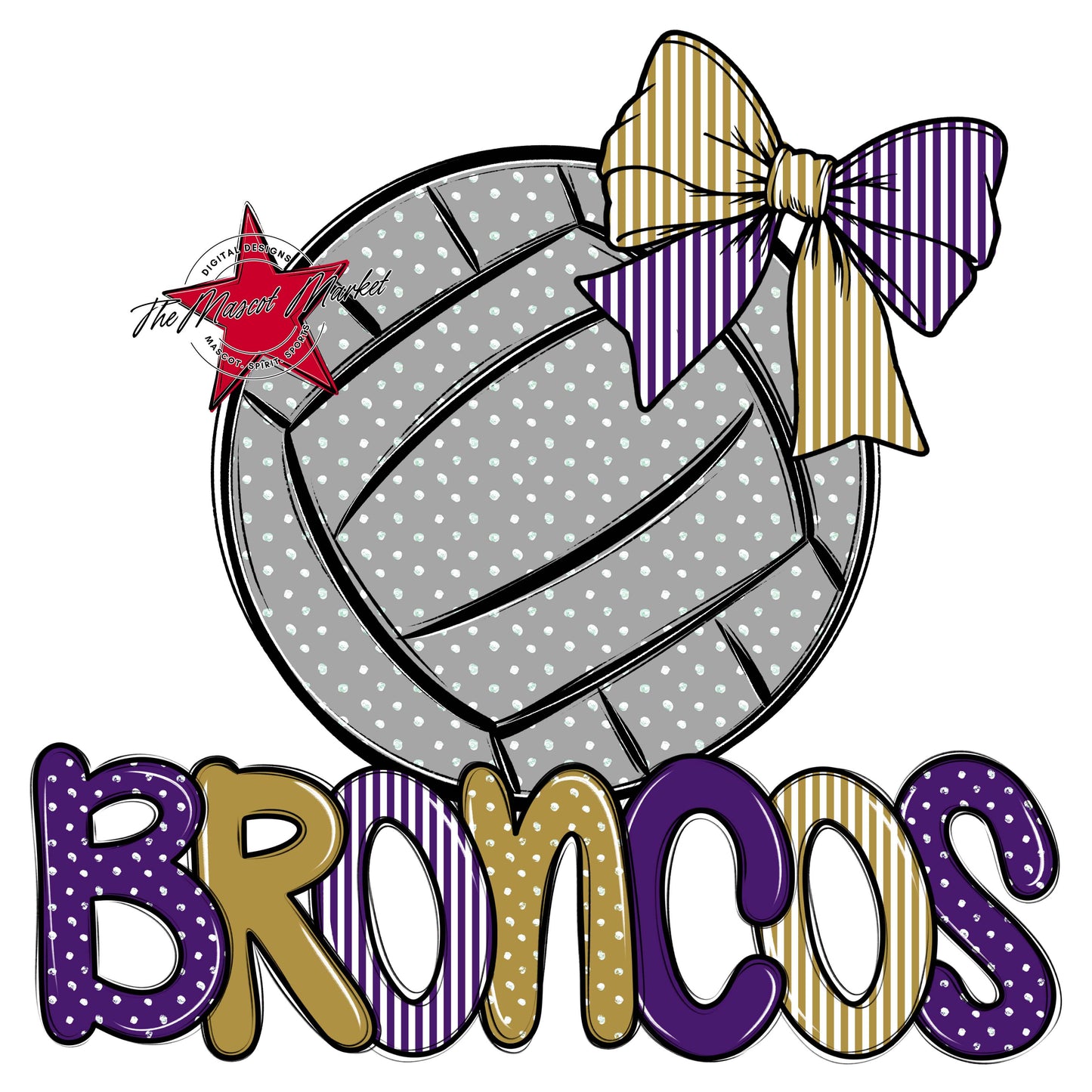 Broncos Volleyball Spirit Design-Purple & Gold