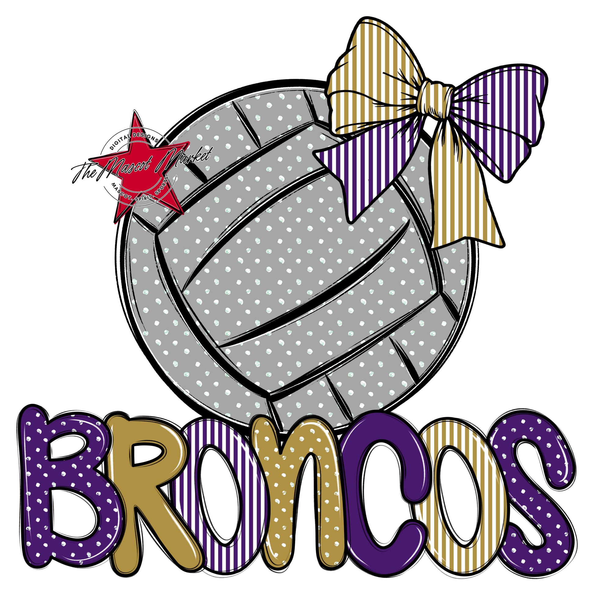 Broncos Volleyball Spirit Design-Purple & Gold