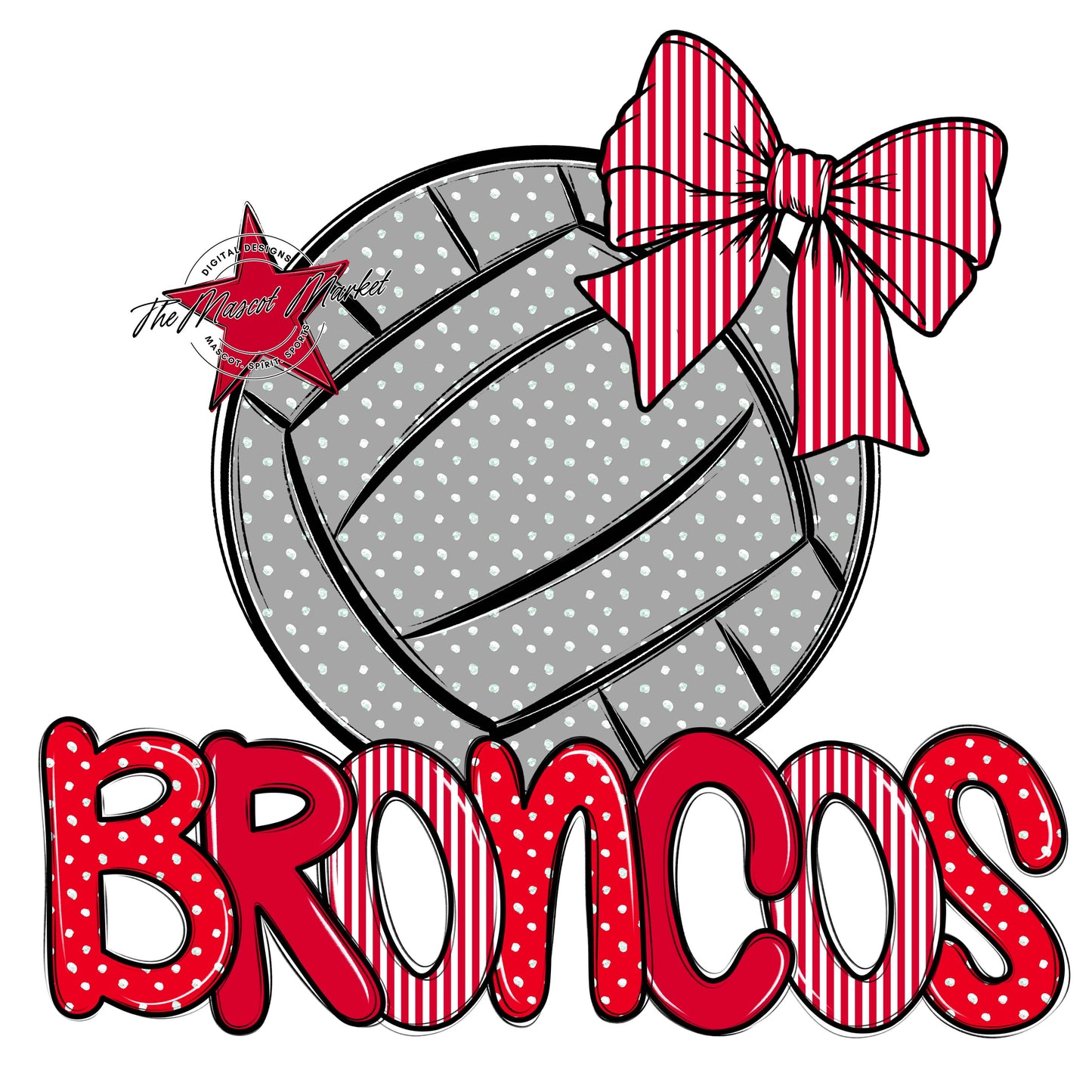 Broncos Volleyball Spirit Design-Red