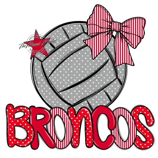 Broncos Volleyball Spirit Design-Red
