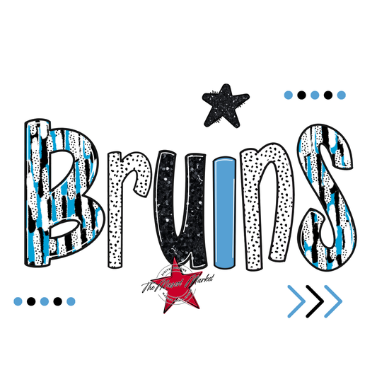 Bruins Brushstroke Alpha w Arrows-Carolina Blue