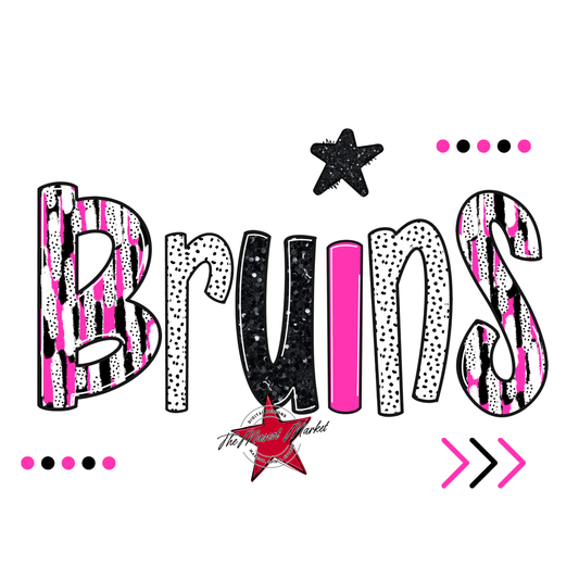 Bruins Brushstroke Alpha w Arrows-Pink