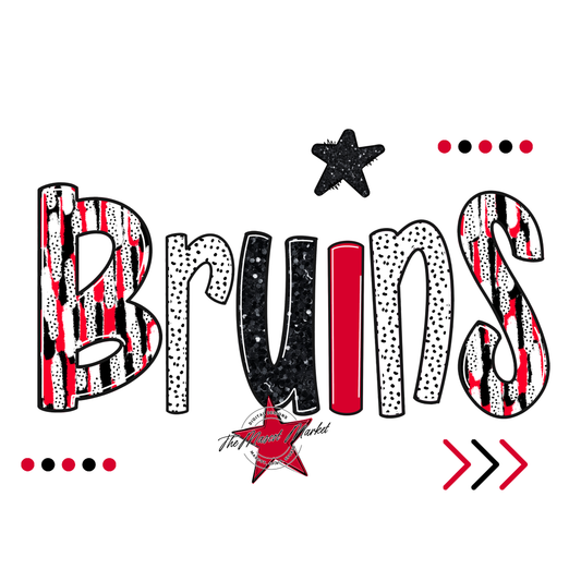 Bruins Brushstroke Alpha w Arrows-Red
