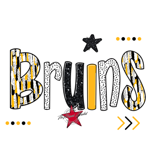 Bruins Brushstroke Alpha w Arrows-Yellow
