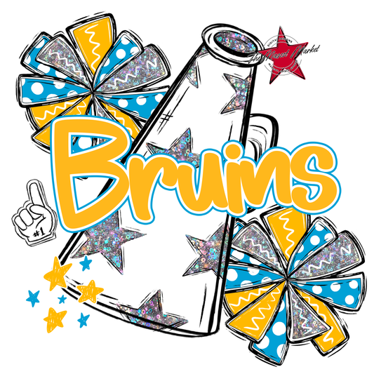 Bruins Alpha Megaphone Design-Carolina Blue-Yellow