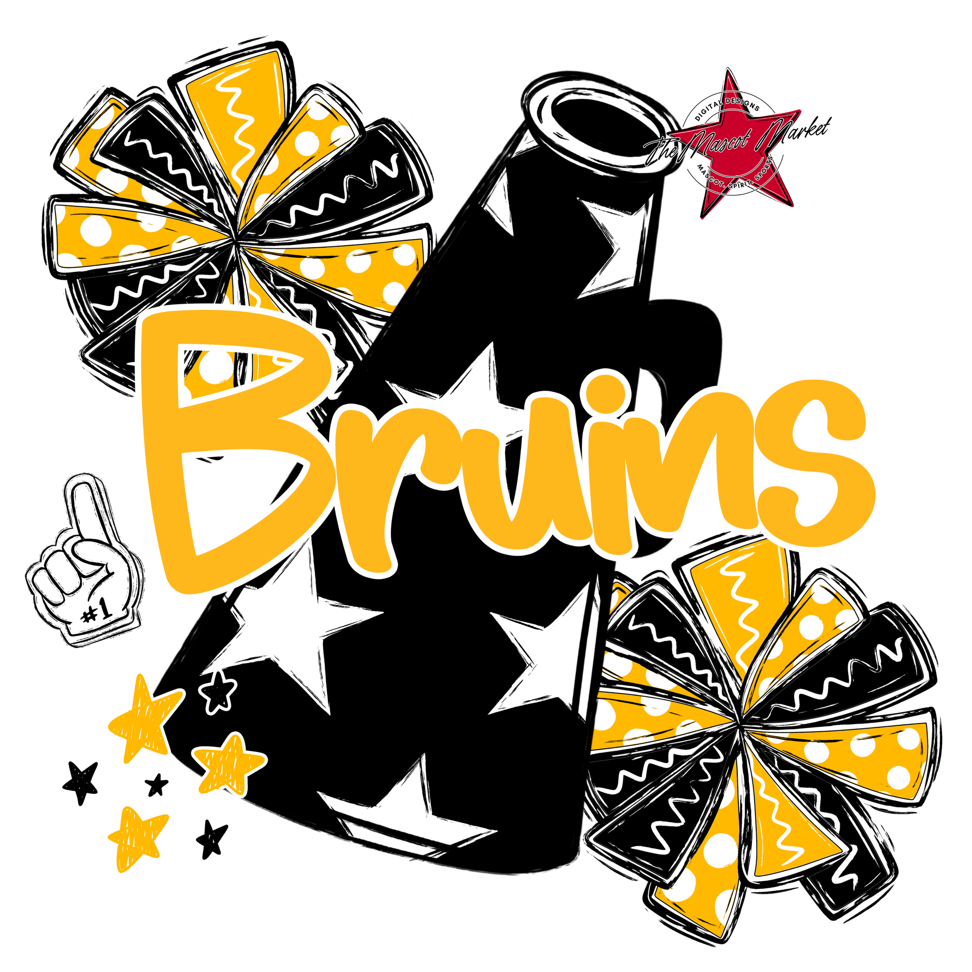 Bruins Alpha Megaphone Design-Yellow