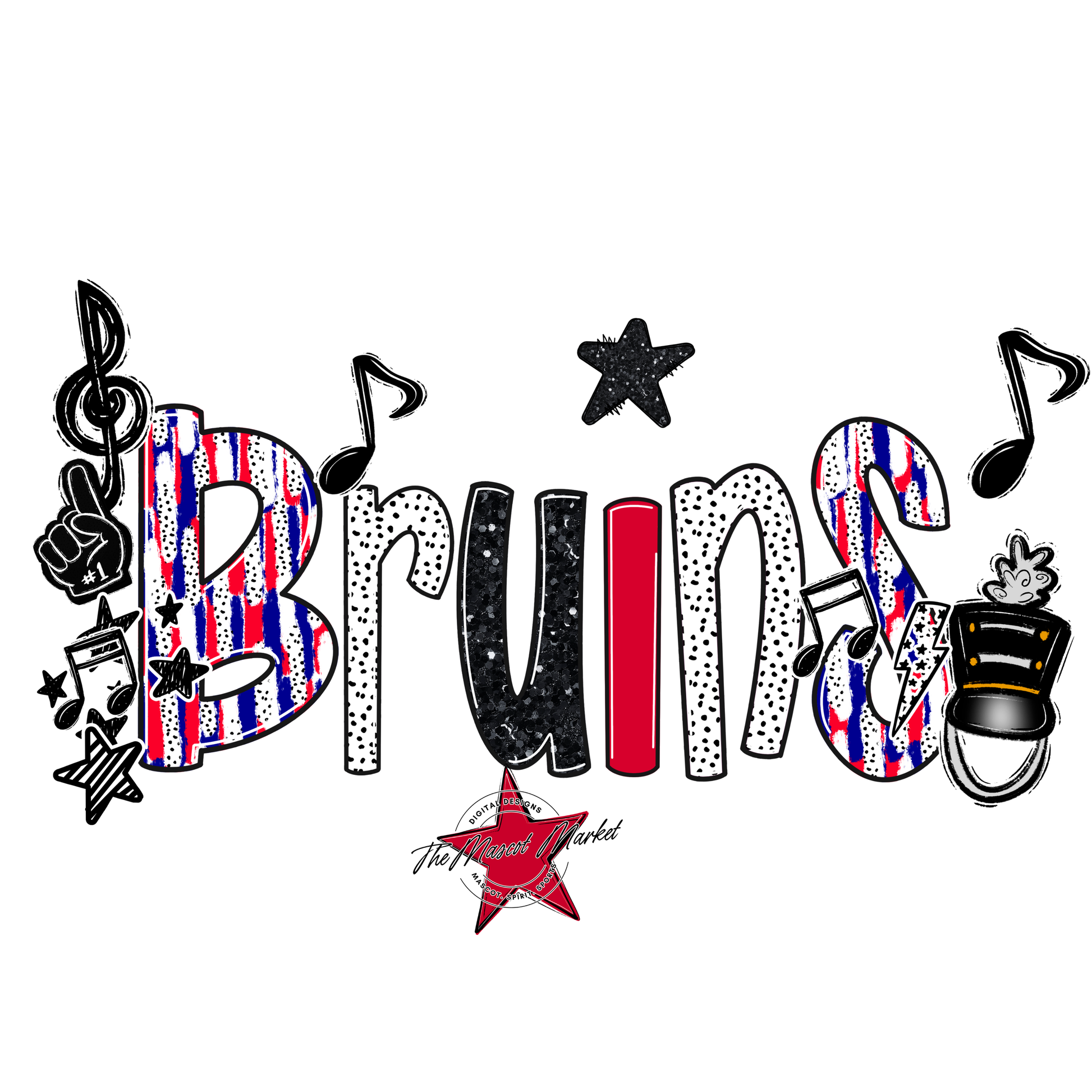 Bruins Band Scrape-Blue-Red