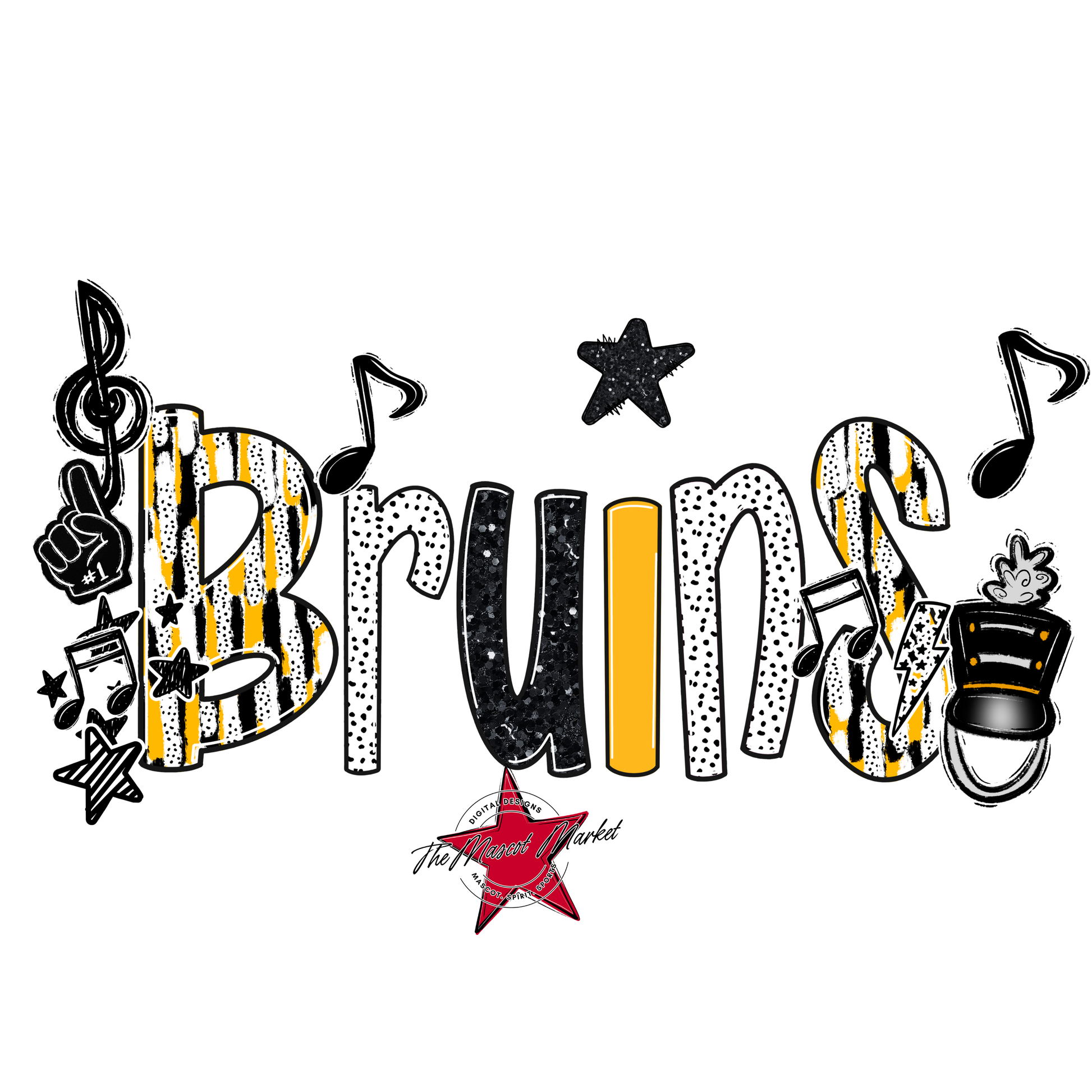 Bruins Band Scrape-Yellow