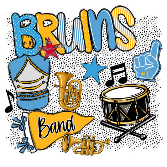 Bruins Band Spirit-Carolina Blue & Yellow