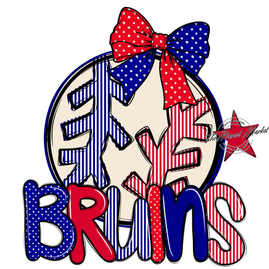 Bruins Baseball-Softball Spirit Design-Blue & Red